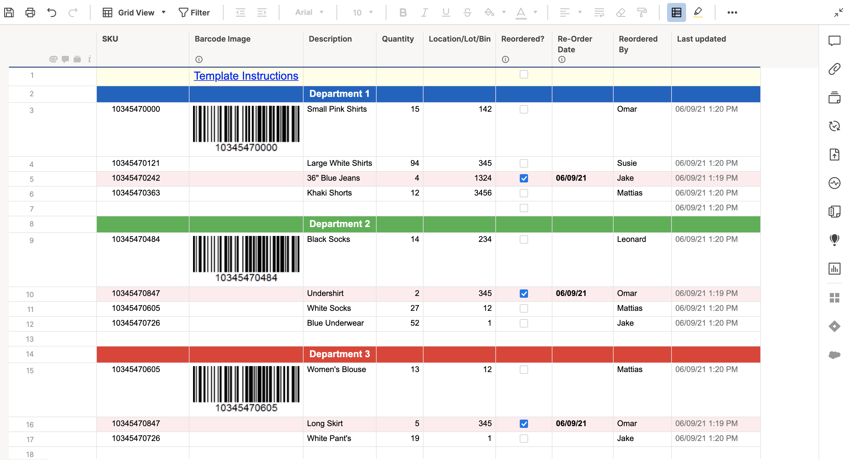 Barcode Inventory Management Template Smartsheet